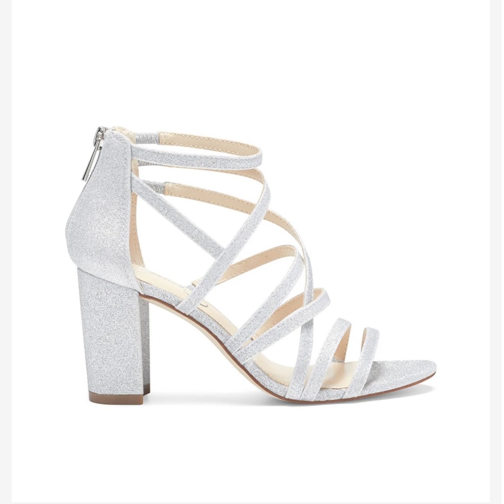 Stassey Sparkly Silver Strappy High Heel Sandals